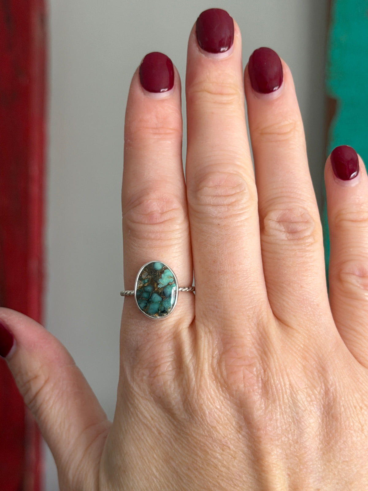 Blueboy Variscite Ring Twist Band size 8.5