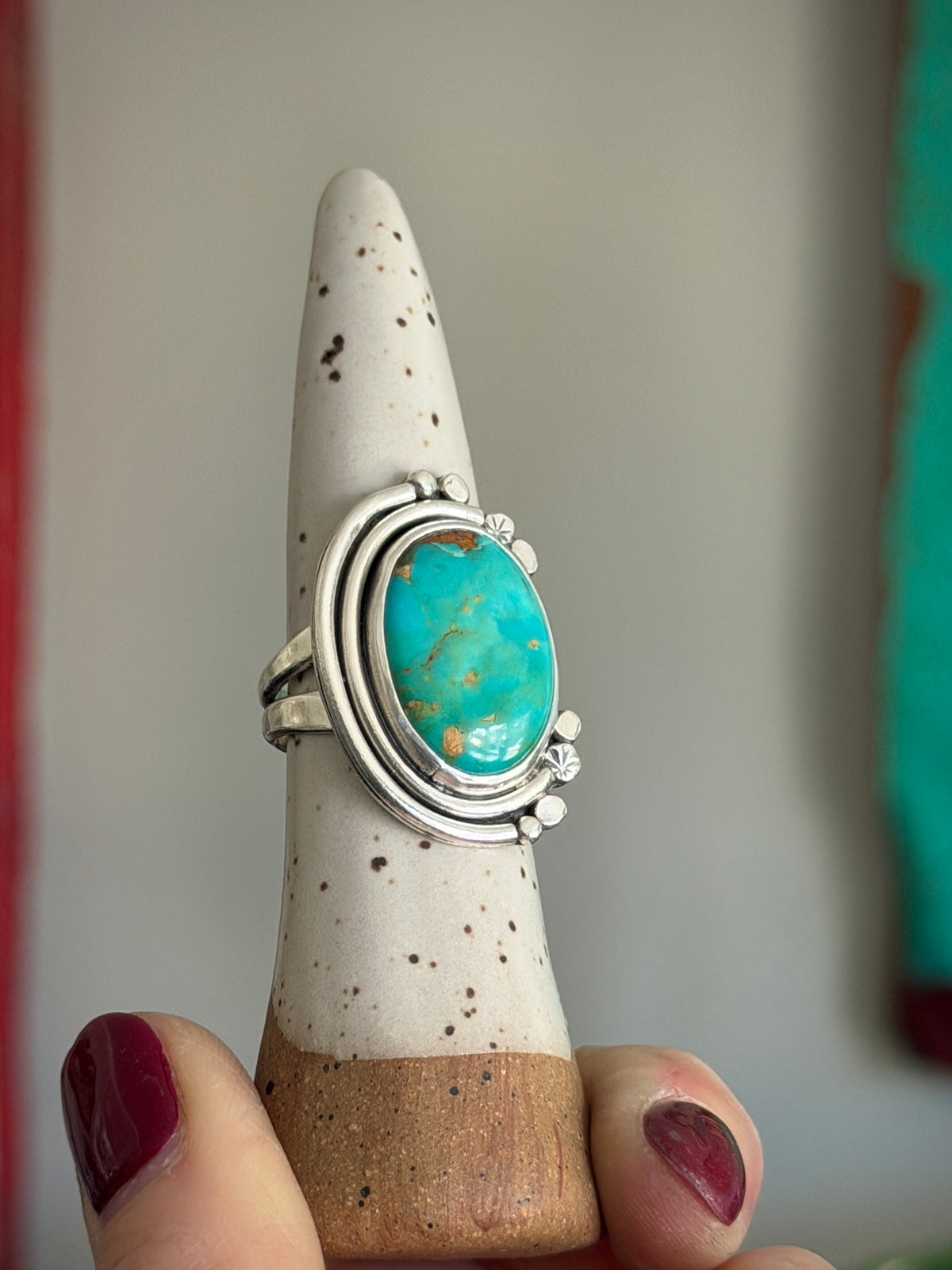 Kingman Turquoise Funky Ring size 8.25