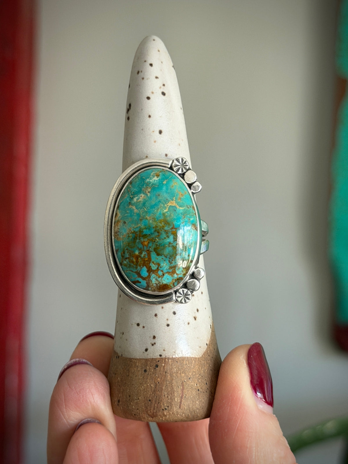 Rising Phoenix Turquoise Tree of Life Ring size 8.75