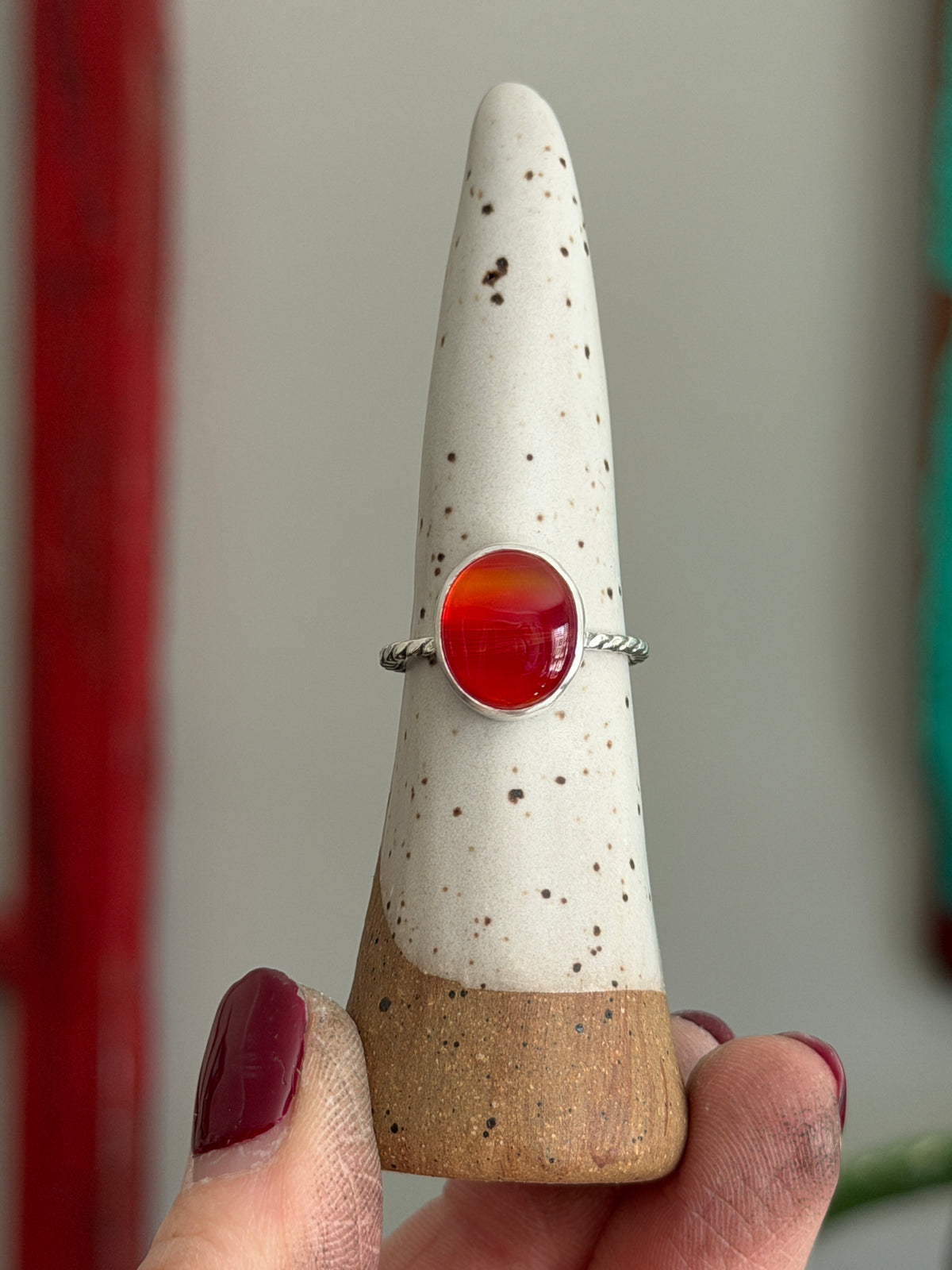 Rosarita Ring in Red Twist Band size 8.25
