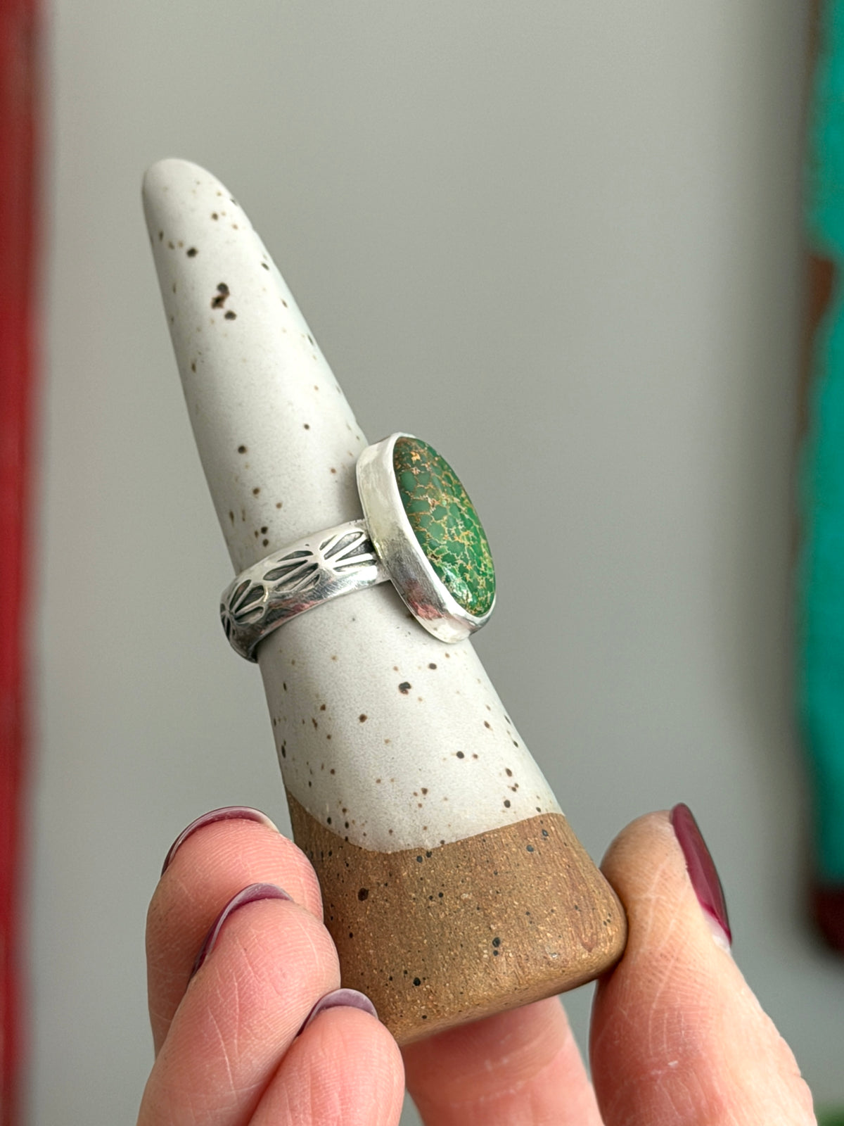 Patagonia Turquoise Ring in Green size 8.5 STAMPED BAND
