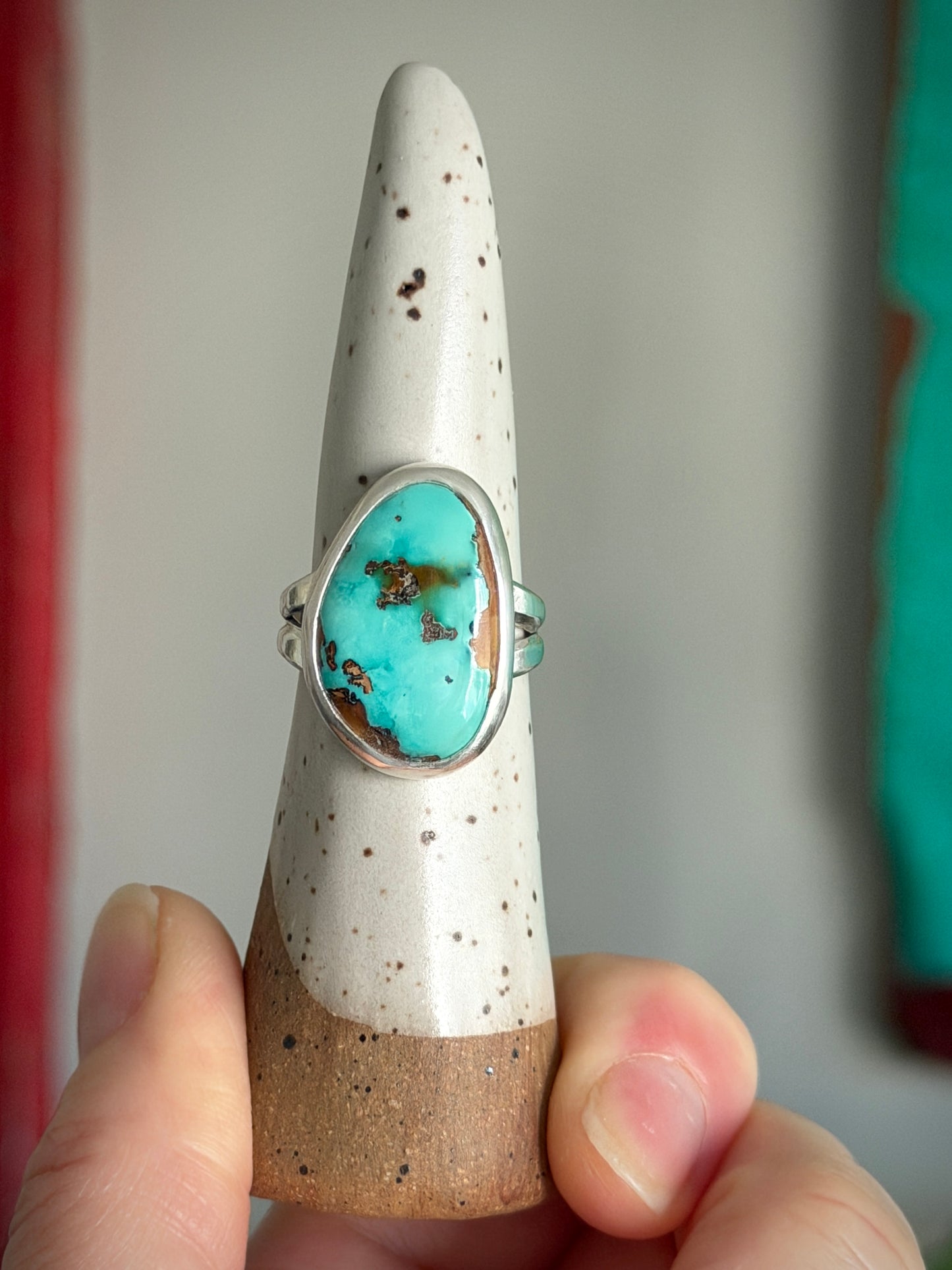 Montezuma Turquoise Ring in size 8