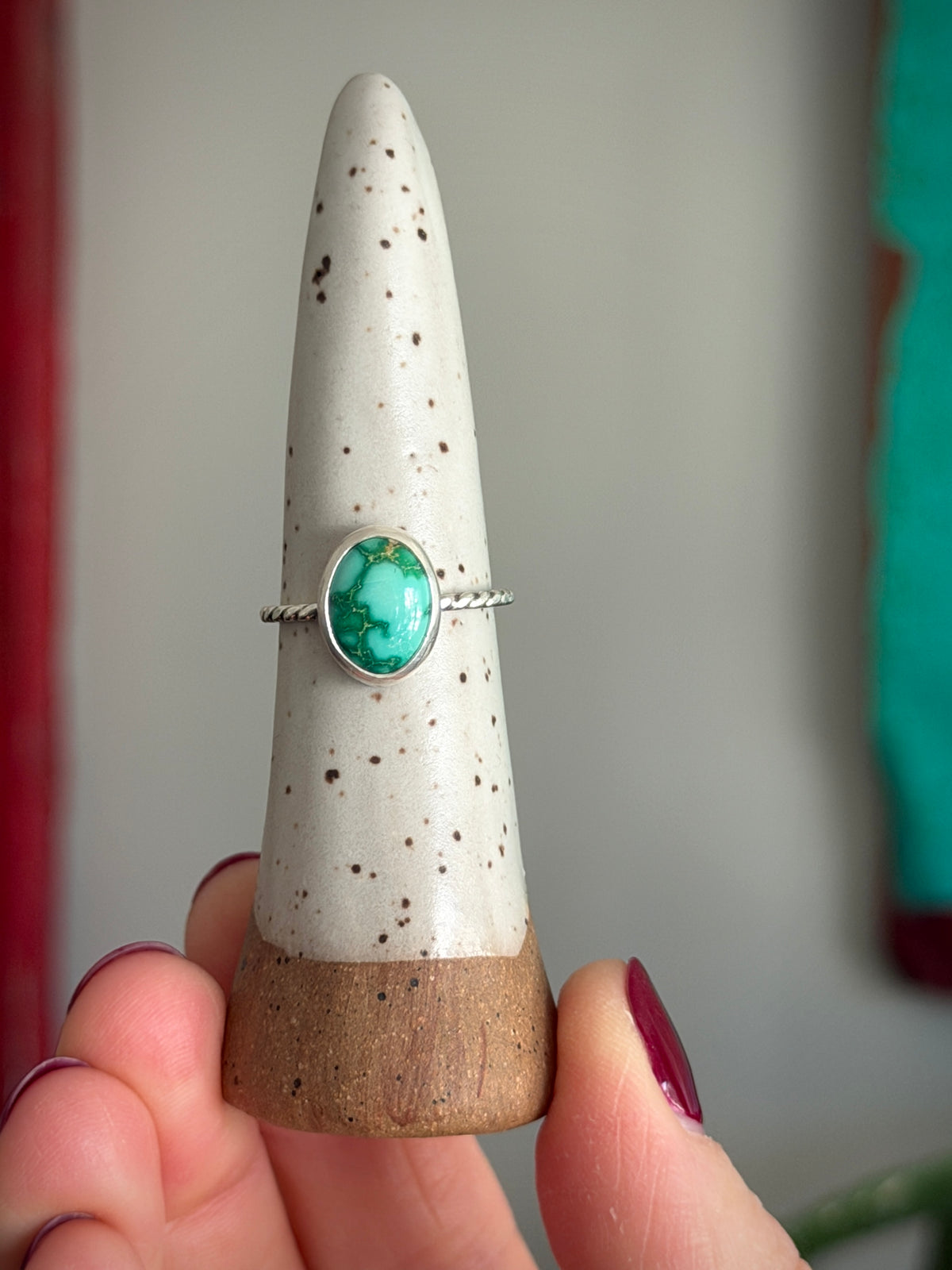 Emerald Valley Turquoise Ring Twist Band size 7.75