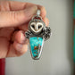 High Grade Royston Turquoise Laura Mears Owl Pendant with Succulents