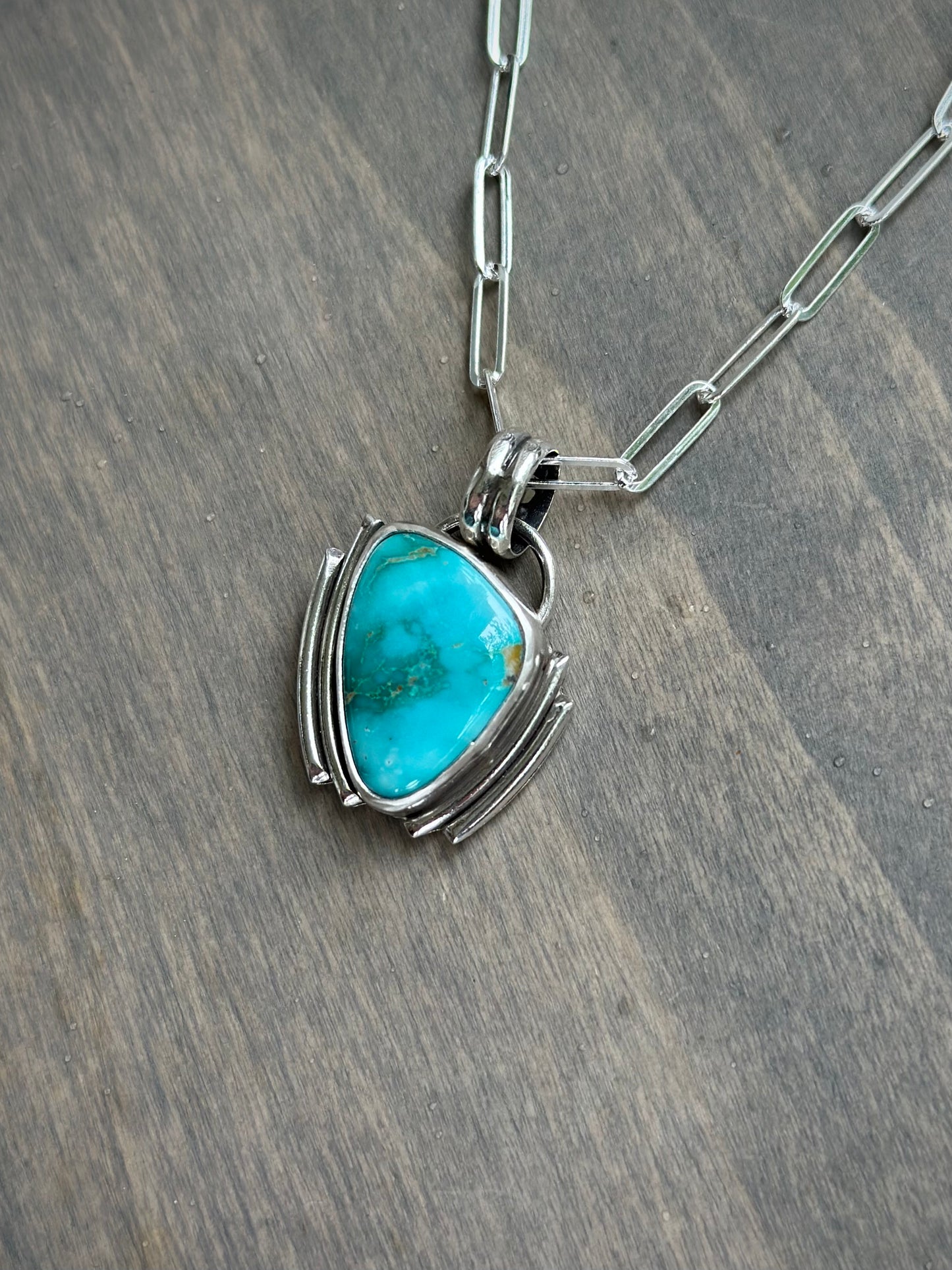 Fox Turquoise Art Deco Pendant in Blue v3