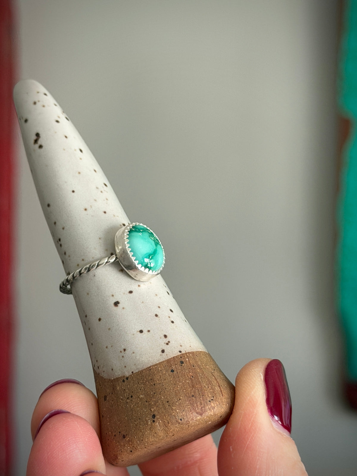 Emerald Valley Turquoise Ring Twist Band size 8.75