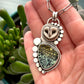 Angelwing Variscite Laura Mears Owl Face in yellow and blue