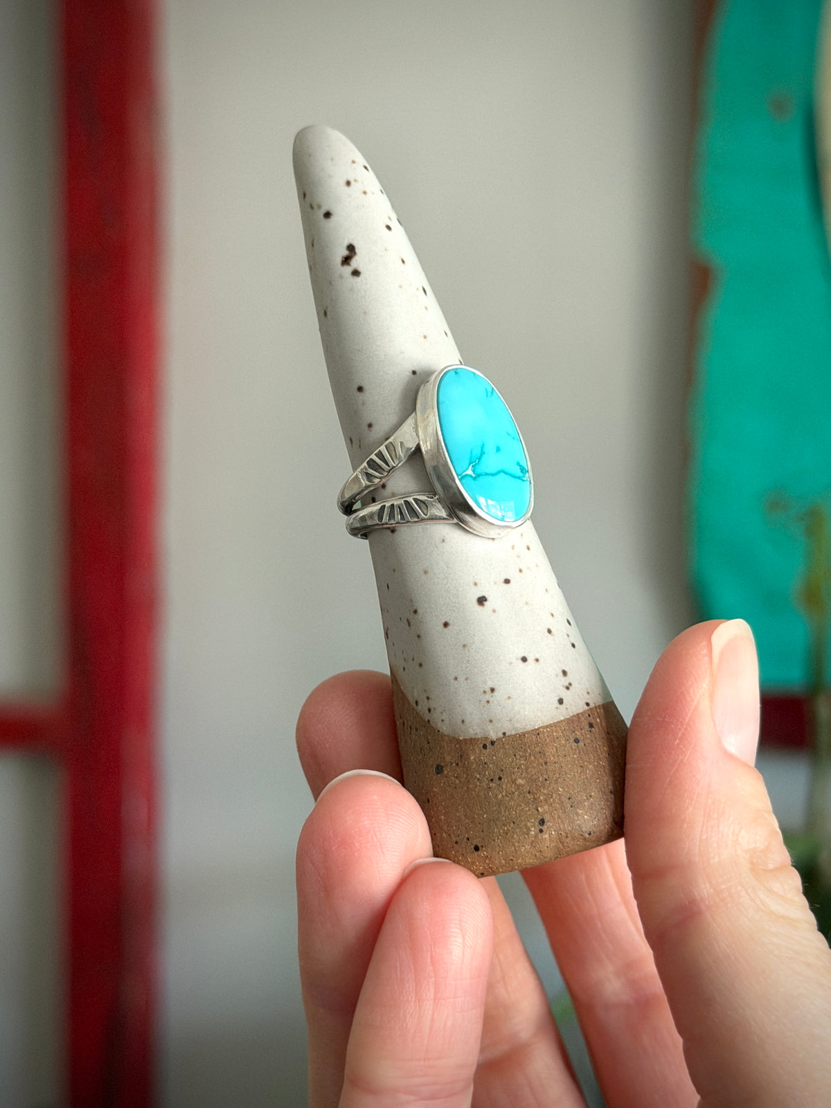 Royston Turquoise Ring size 8 STAMPED BAND