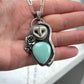 Big Minty Desert Bloom Variscite + Laura Mears Owl Face Pendant v2
