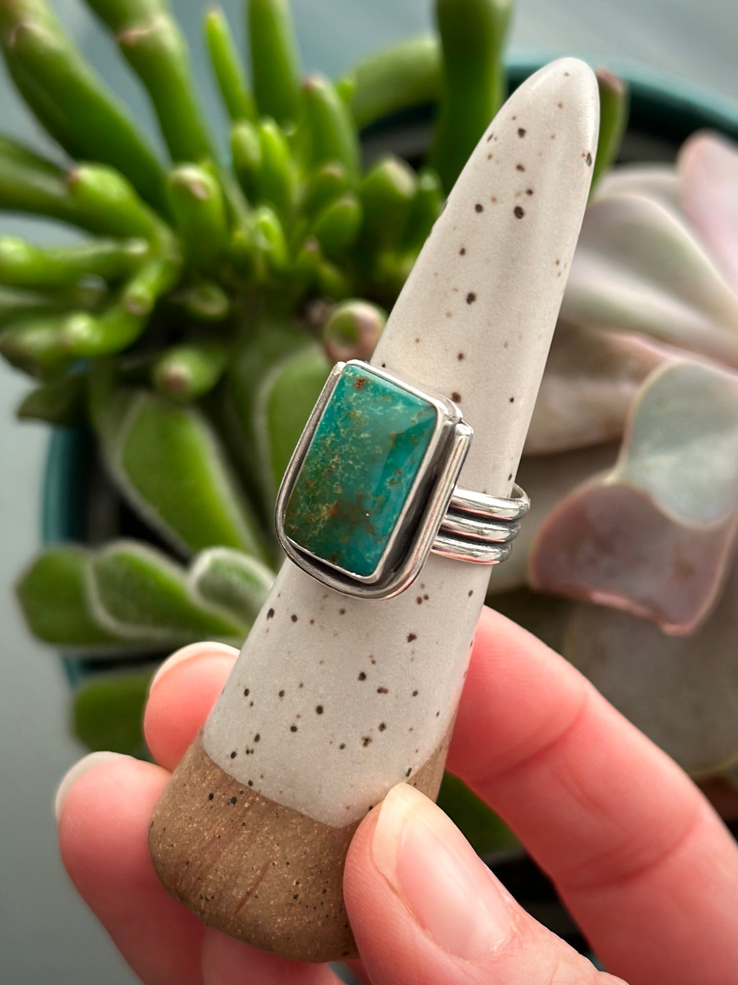 Evans Turquoise Framed Ring in size 8