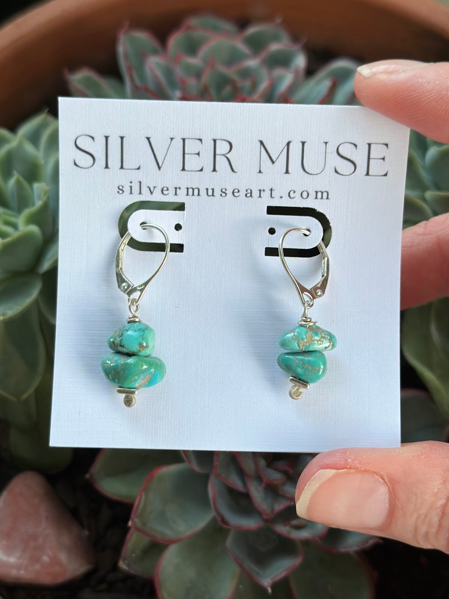 Sierra Nevada Turquoise Leverback Earrings v5