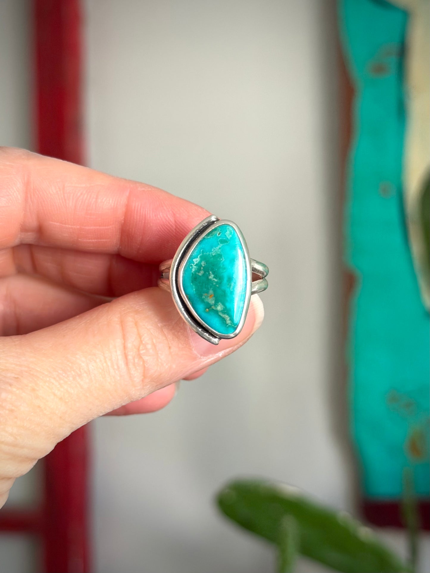 Fox Turquoise Art Deco Ring in size 9