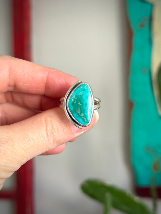 Fox Turquoise Art Deco Ring in size 9