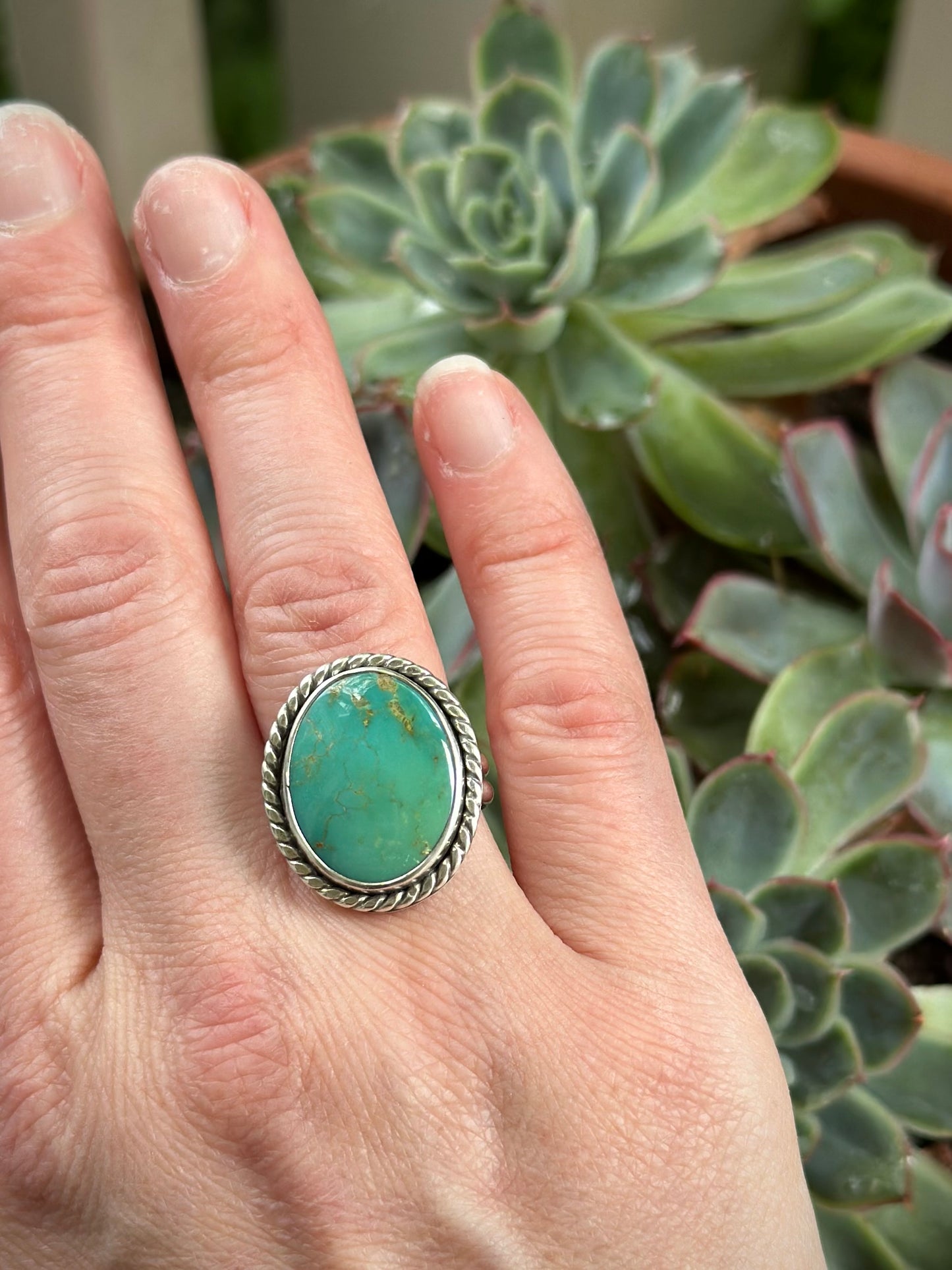 Hardy Pit Turquoise Ring in size 7.75