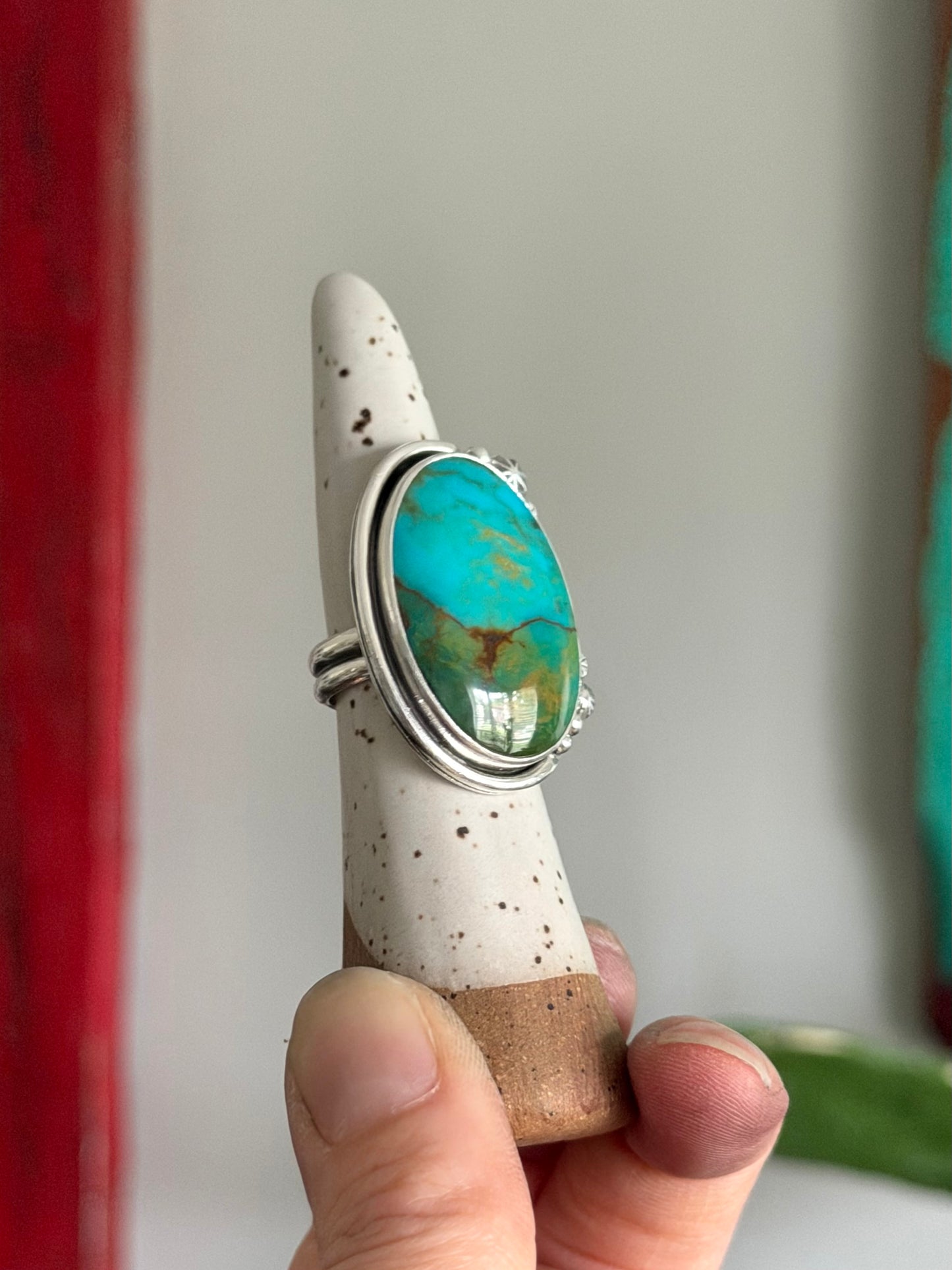 Kingman Turquoise Starry Ring in size 7