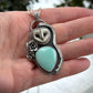 Big Minty Desert Bloom Variscite + Laura Mears Owl Face Pendant v2
