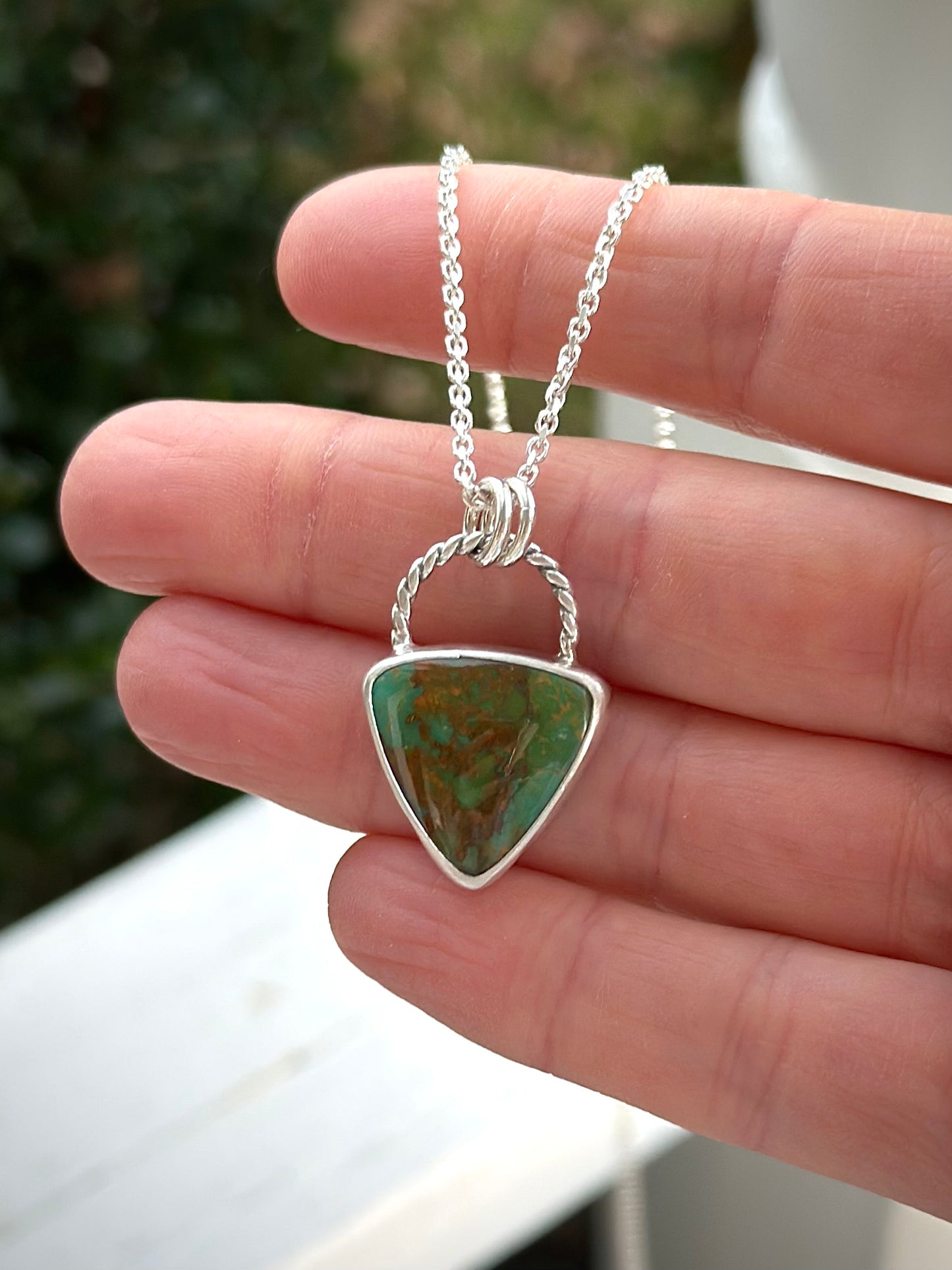 Rising Phoenix Turquoise Trillion Pendant