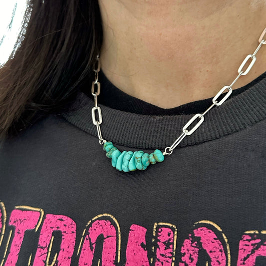 Heavy Sierra Nevada Turquoise on Paperclip Chain