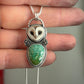 Natural Kingman Turquoise Laura Mears Owl Pendant with Succulents