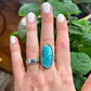 Aqua Blue Fox Turquoise Ring with Brass Elements size 9
