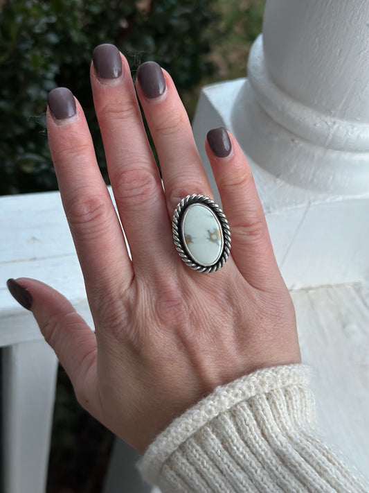 Emerald Basin Variscite Twist Ring in size 7-1/2