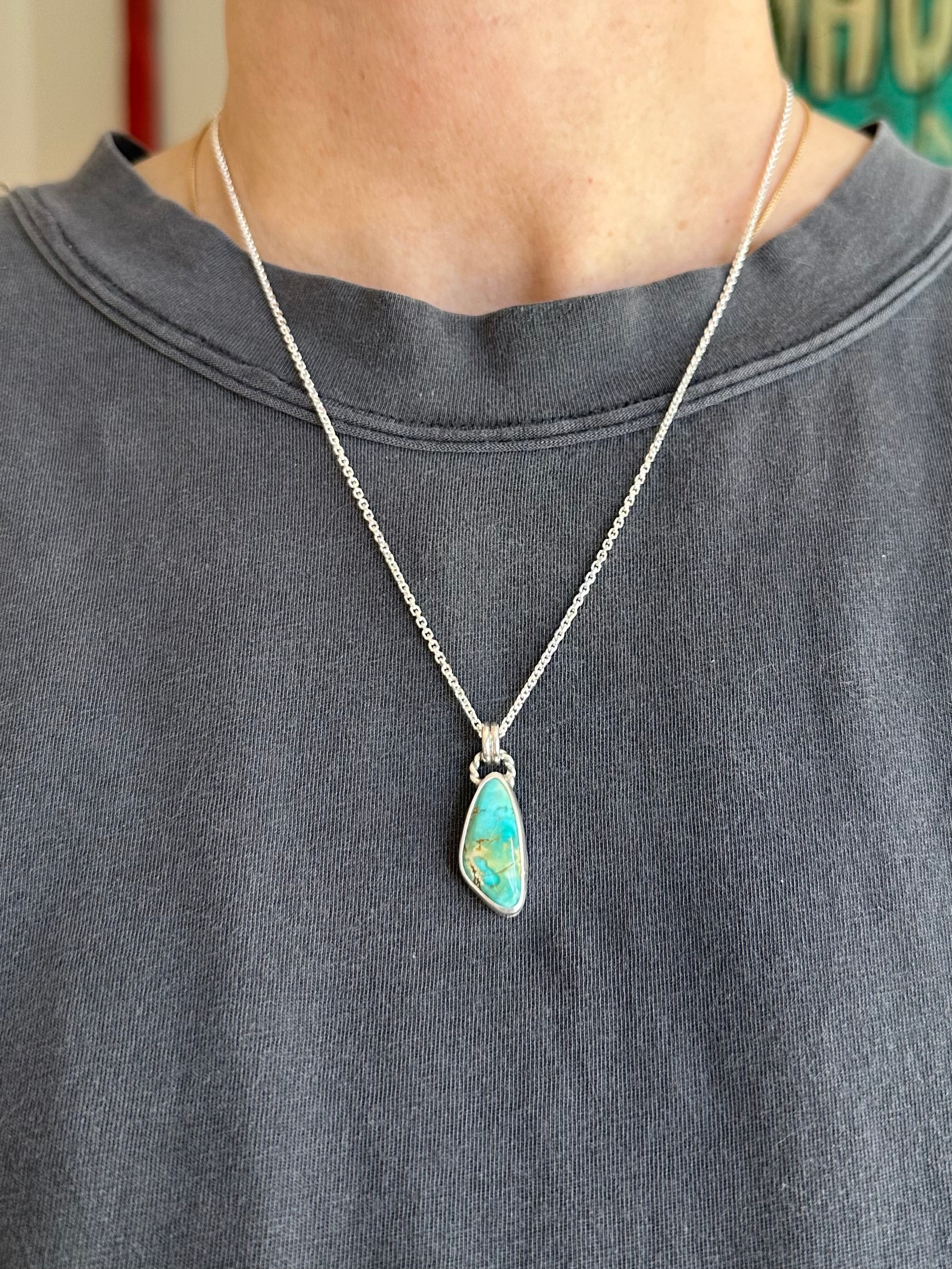 Thunderbird Turquoise Scalene Pendant – Silver Muse