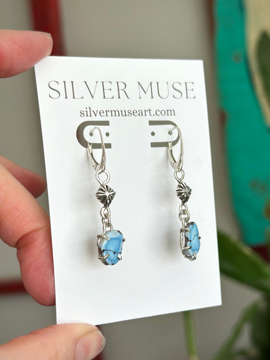 Golden Hills Turquoise Slice Earrings with Leverbacks