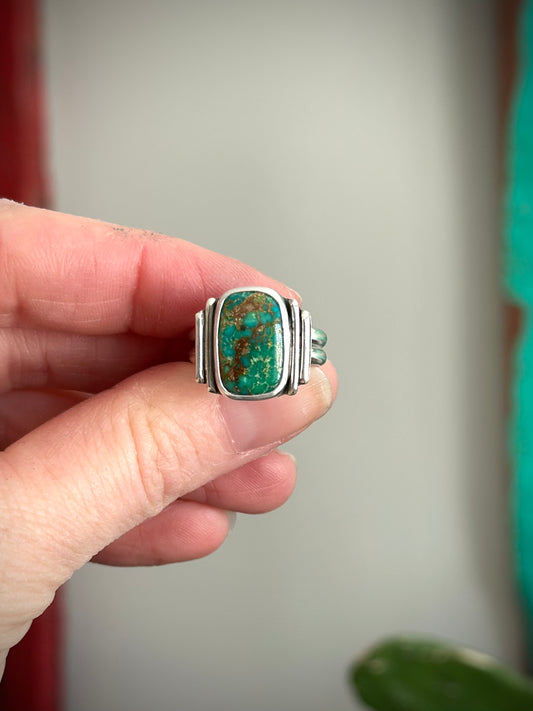 Green Patagonia Turquoise Art Deco Ring in size 6.75
