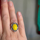 Yellow Rosarita Slag Glass Ring Gothic Vibes in size 6.75