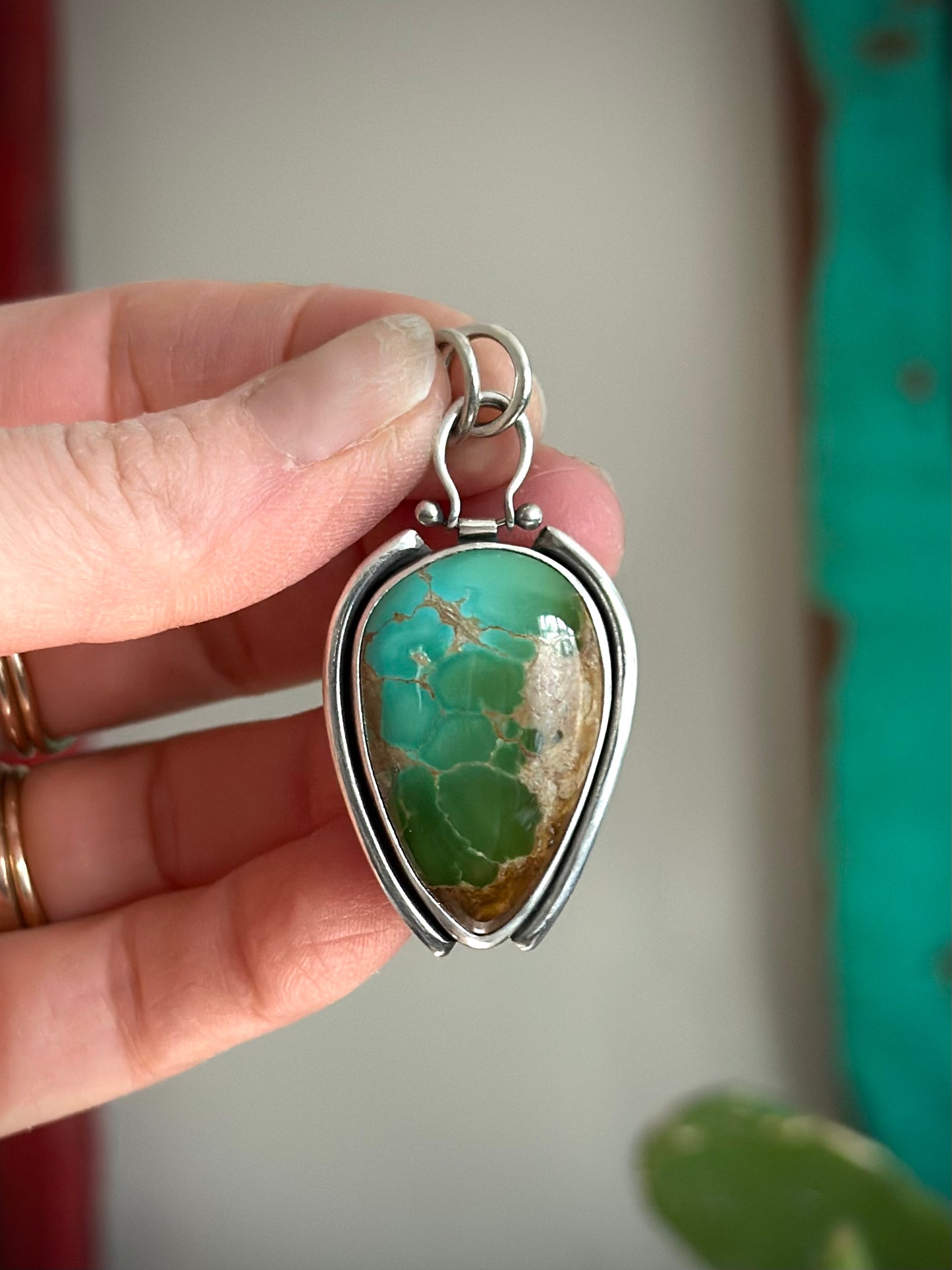 Royston Turquoise Art Deco Hinge Pendant