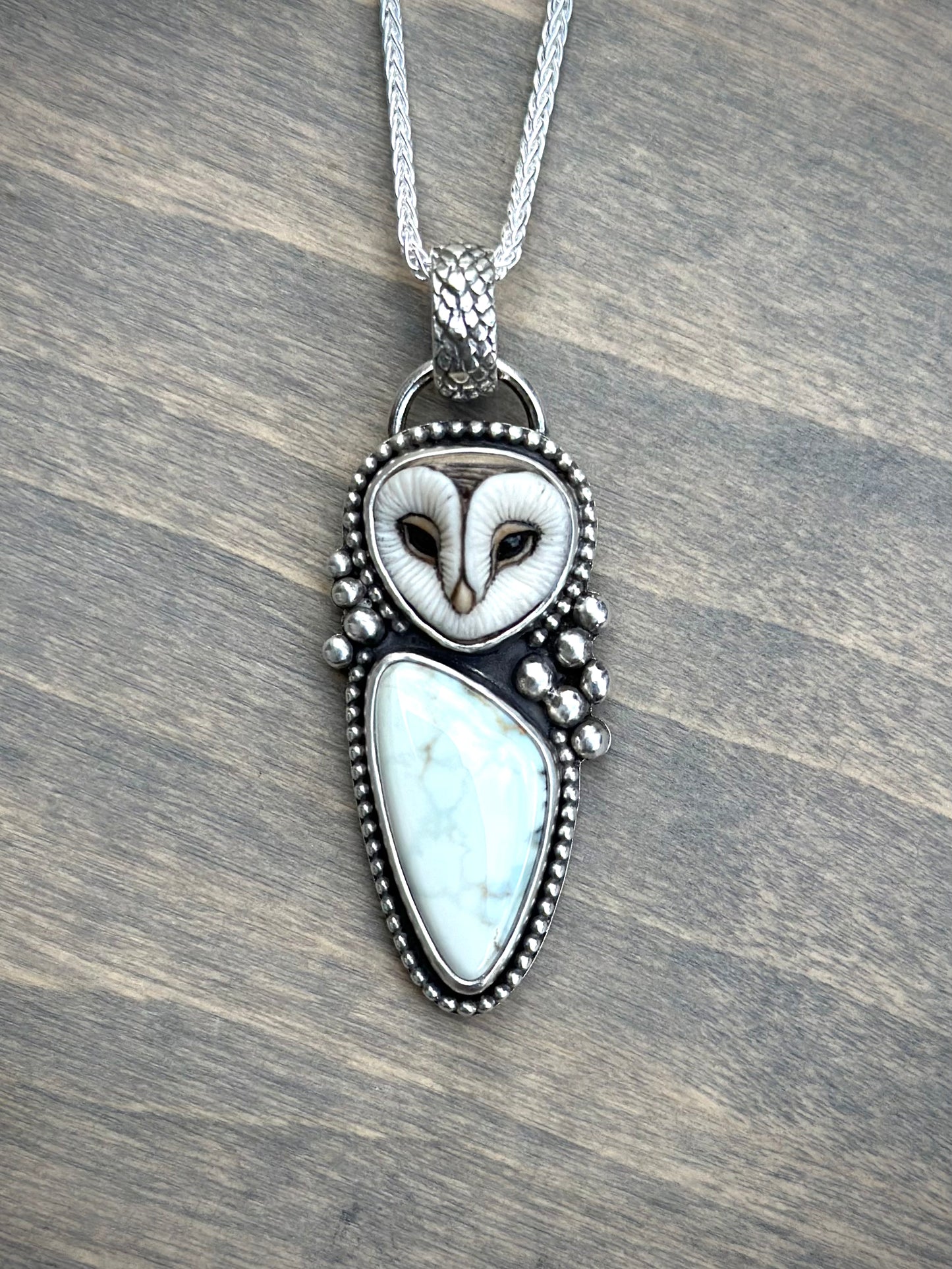 Emerald Basin Variscite + Laura Mears Owl Face Pendant