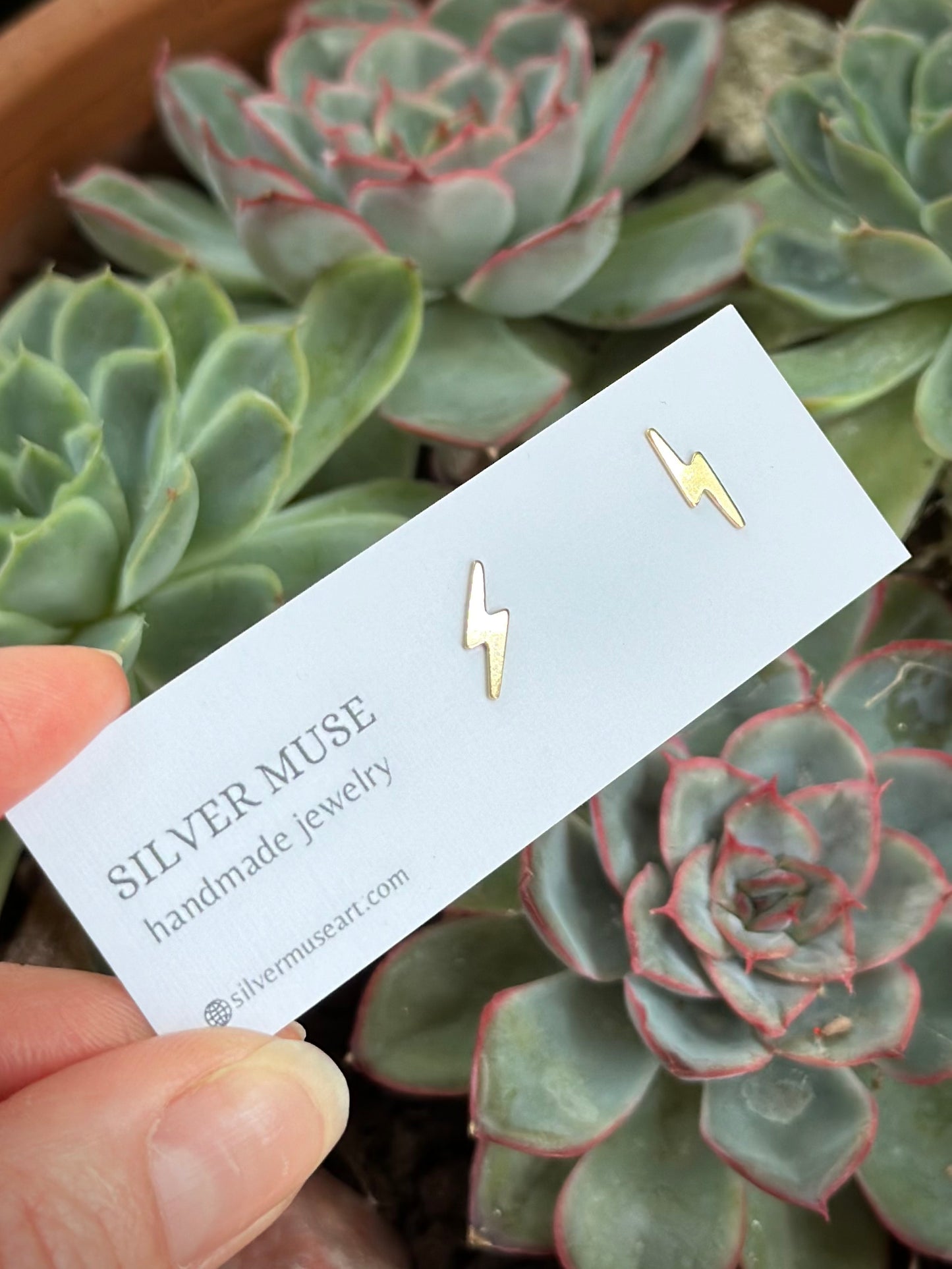 14k Gold Fill Lightning Bolt Stud Earrings