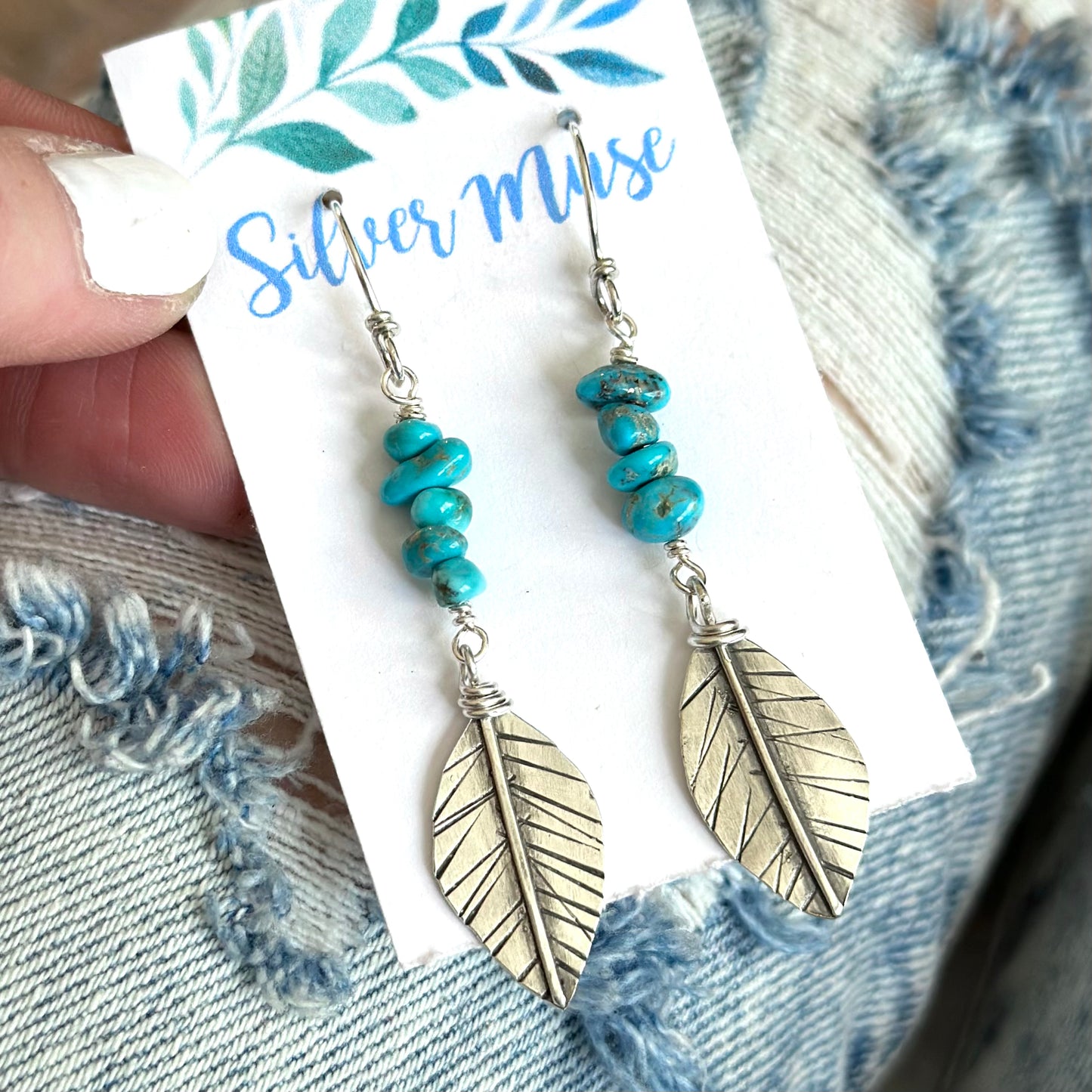 Leaf Earrings + Sierra Nevada Turquoise v1