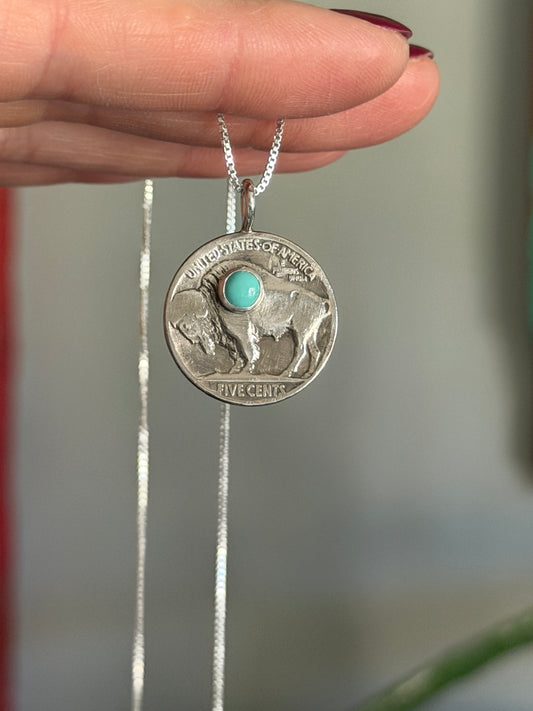 MTO Buffalo Indian Head Nickel Fox Turquoise Necklace random dates
