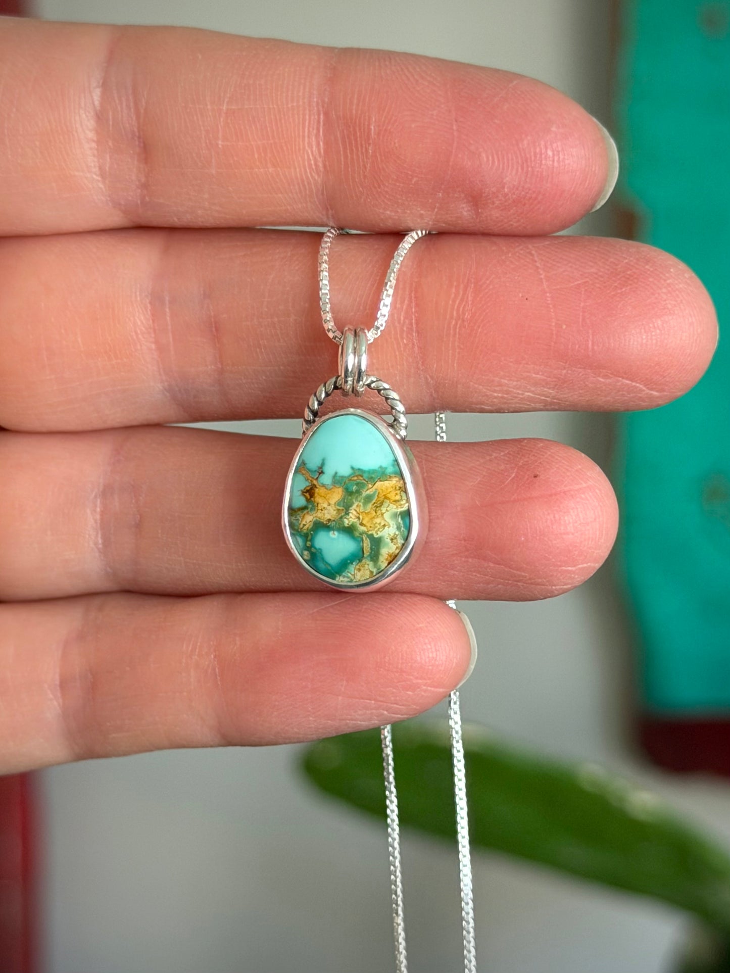 Royston Royal Blue Turquoise Necklace in Pale Blue and Gold