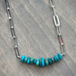 Sierra Nevada Turquoise Bead Paperclip Necklace Heavy v5