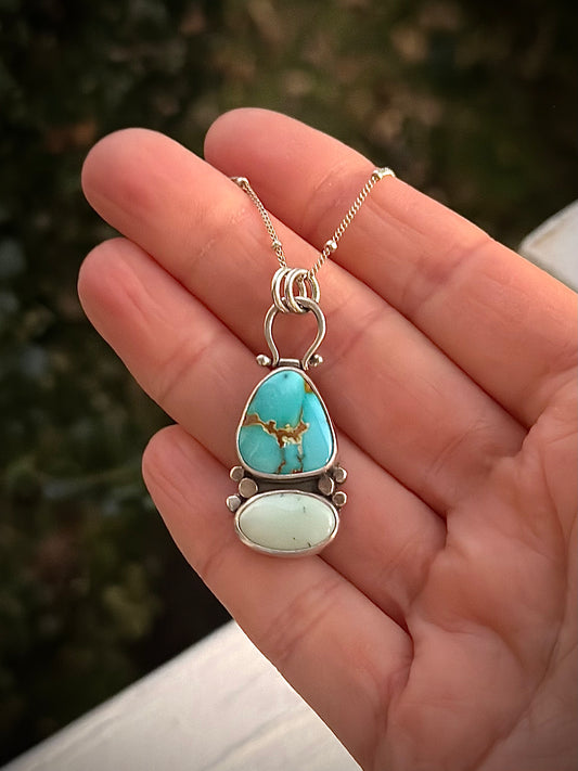 Royston Turquoise + Emerald Basin Variscite Color Totem Pendant