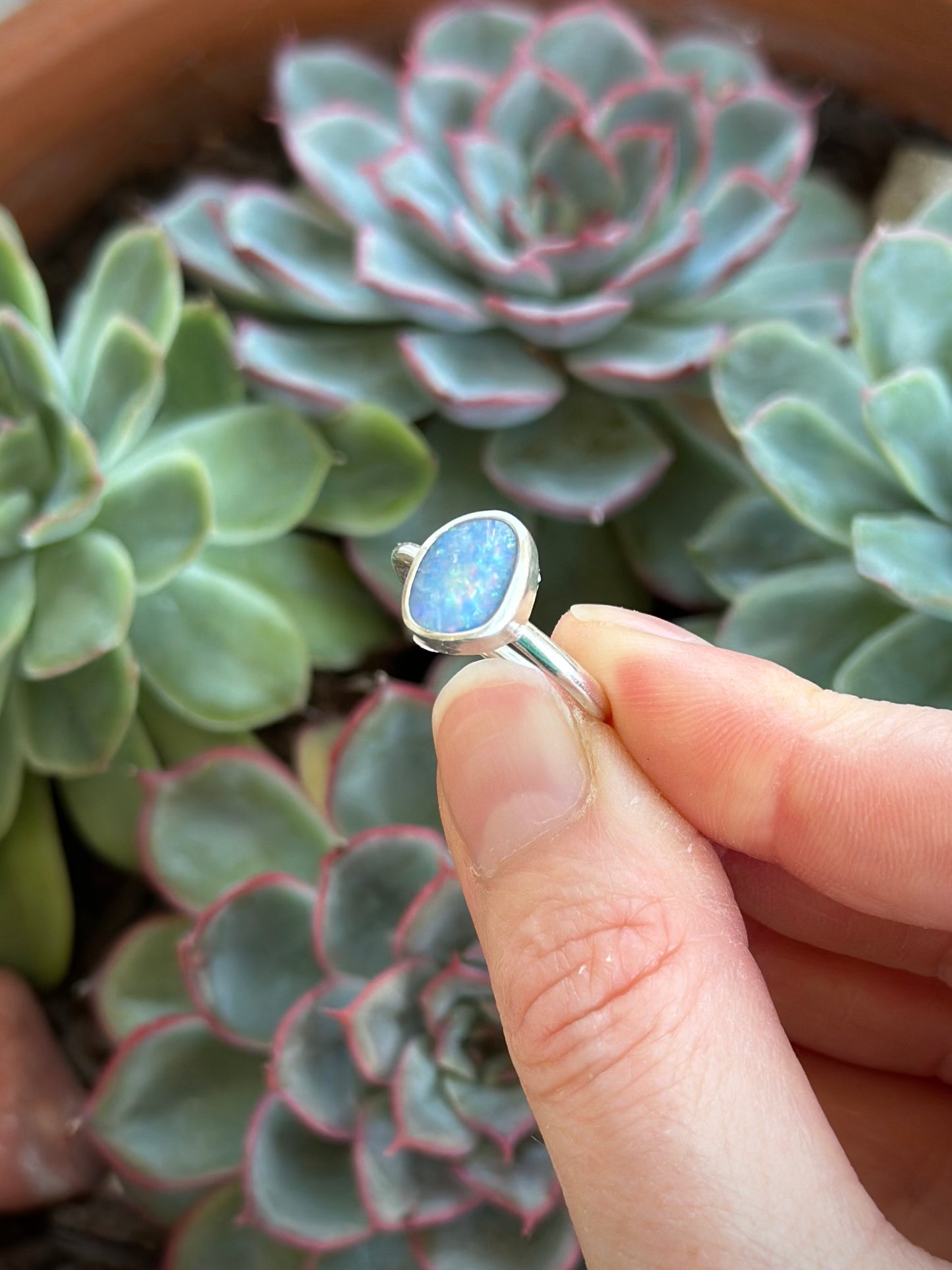 Coober Pedy Opal Stacker Ring in size 6-1/2