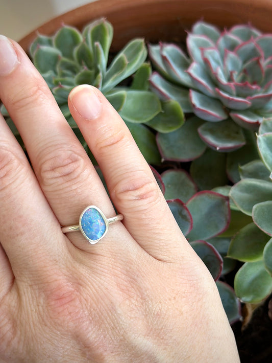 Coober Pedy Opal Stacker Ring in size 6-1/2