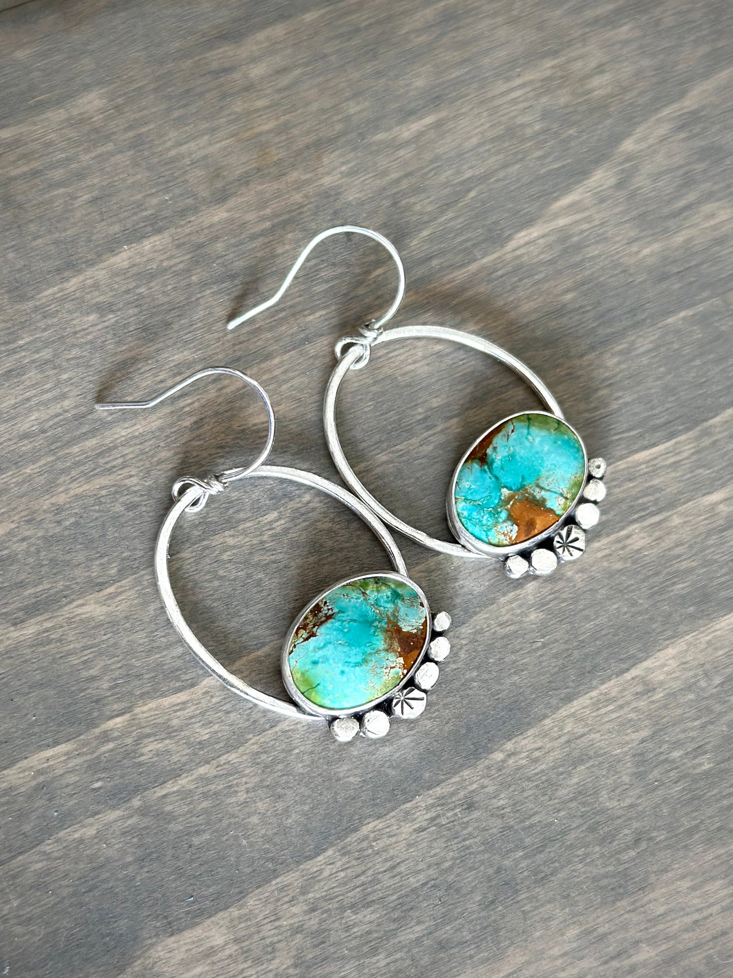 Sonoran Turquoise Oval Hoop Earrings in Blue