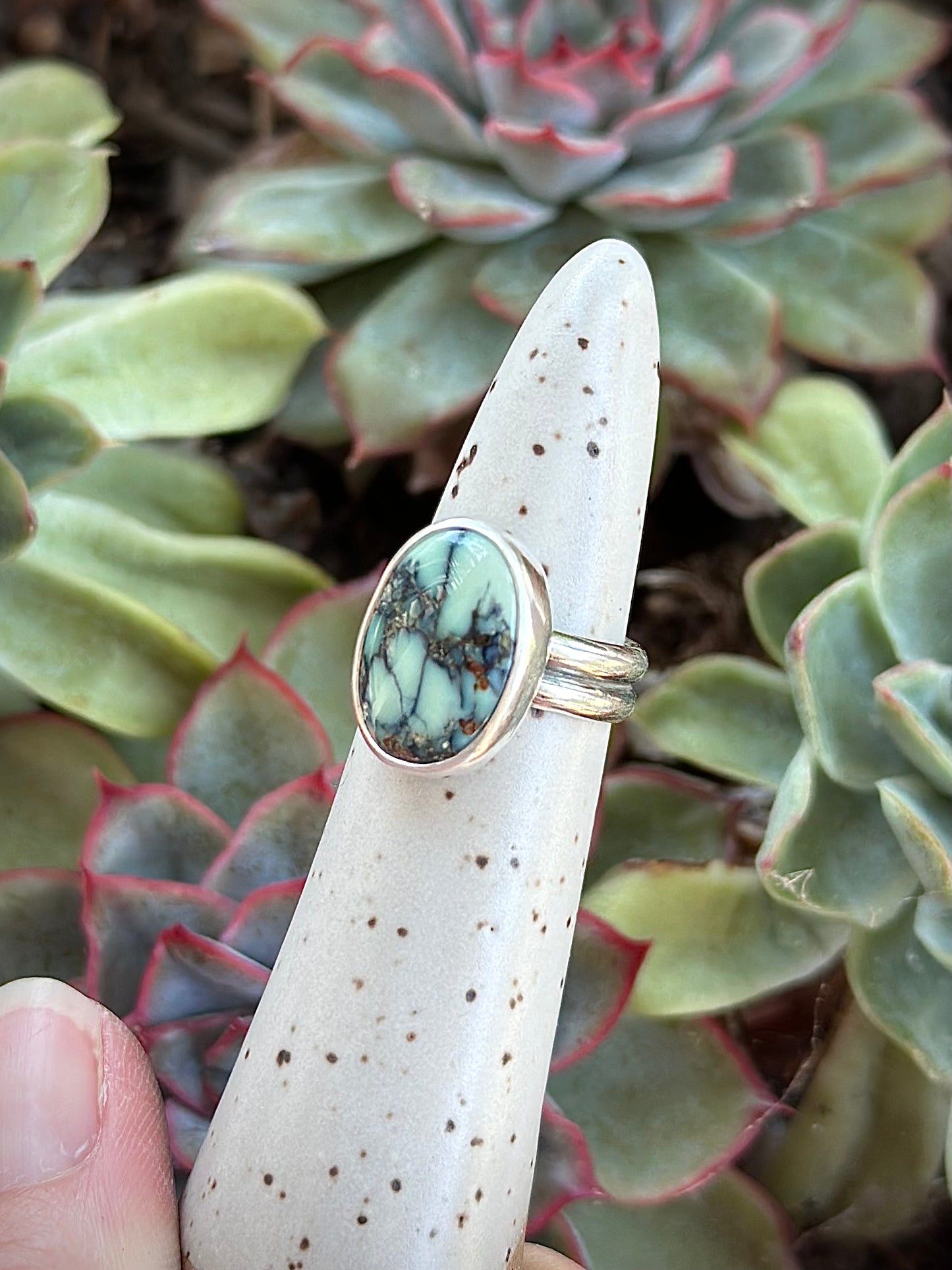 Turtleback Variscite Ring in size 5