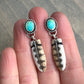 Emerald Valley Turquoise + Owl Feather Stud Earrings