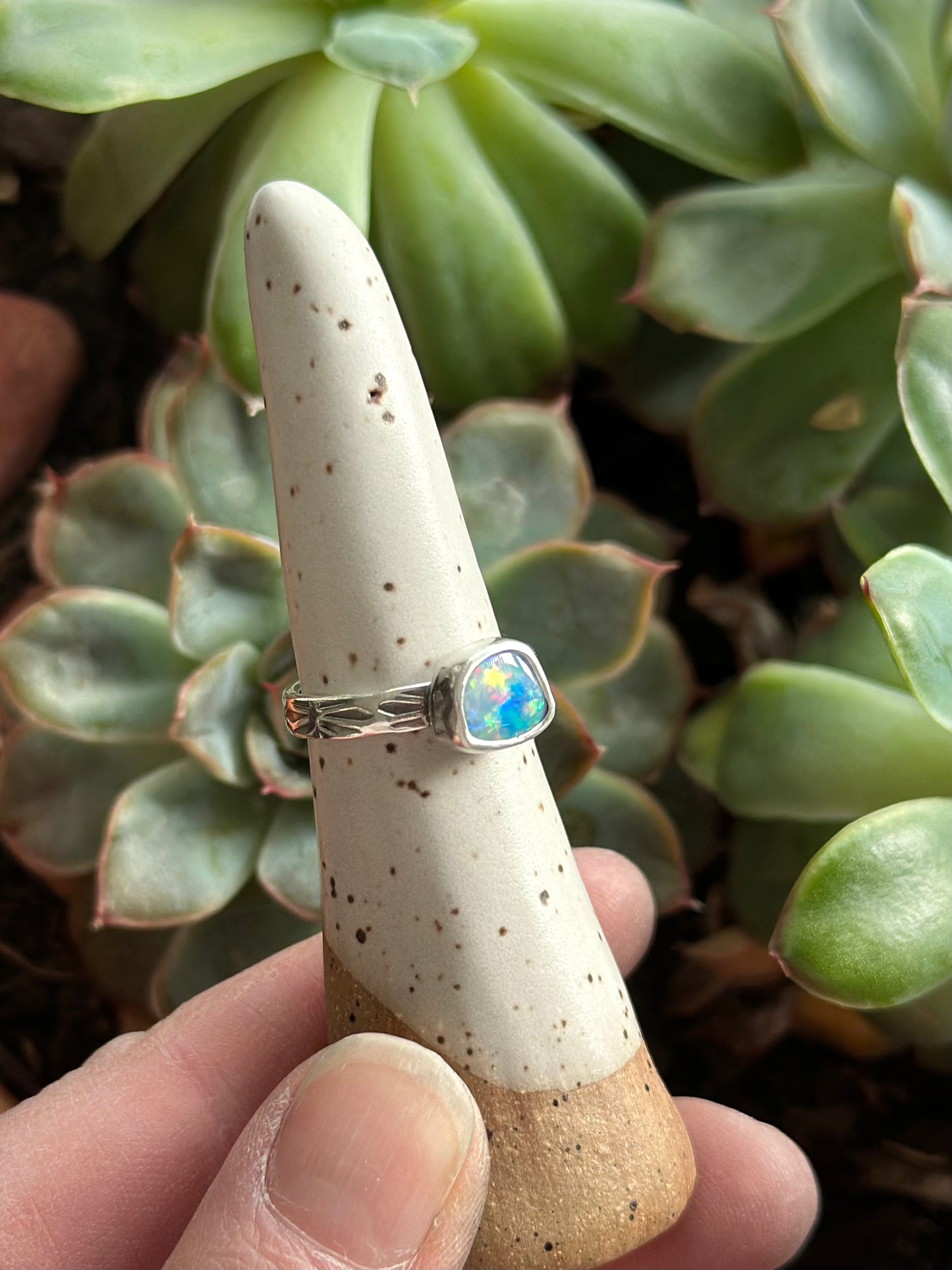 Coober Pedy Opal Stacking Ring size 7