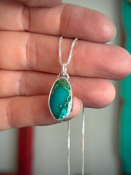 Royston Royal Blue Turquoise Necklace in Teal Oblong