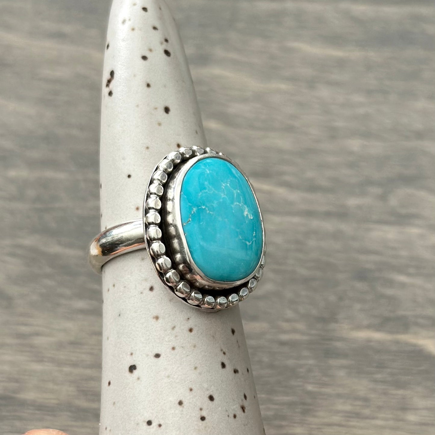 Fox Turquoise Beaded Ring in size 7