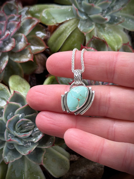 Royston Turquoise Art Deco Pendant in Pale Green v1
