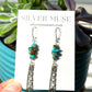 Sierra Nevada Turquoise Stack Earrings with Dark Silver Fringe v2
