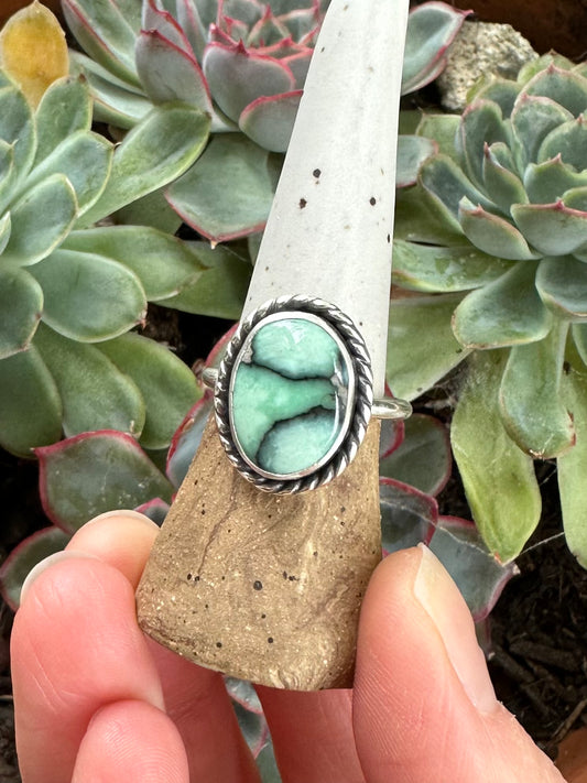 Desert Bloom Variscite Ring in size 7.5 to 7.75