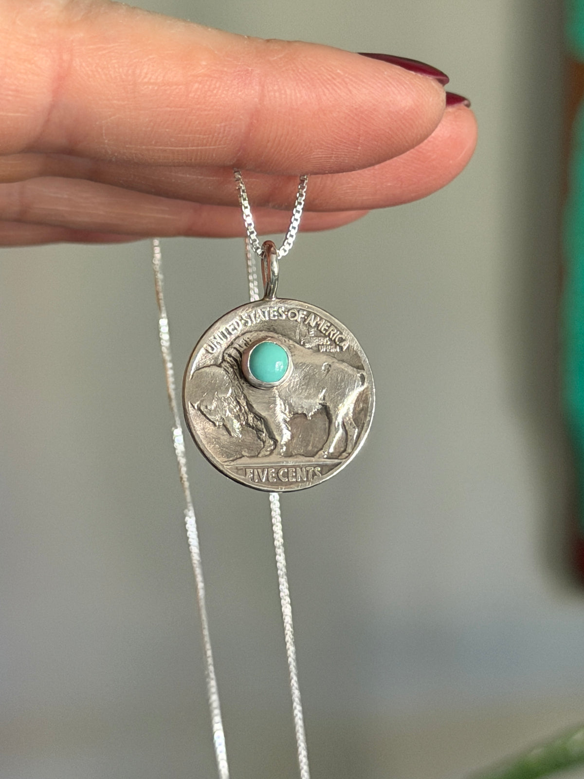 MTO Buffalo Indian Head Nickel Fox Turquoise Necklace random dates