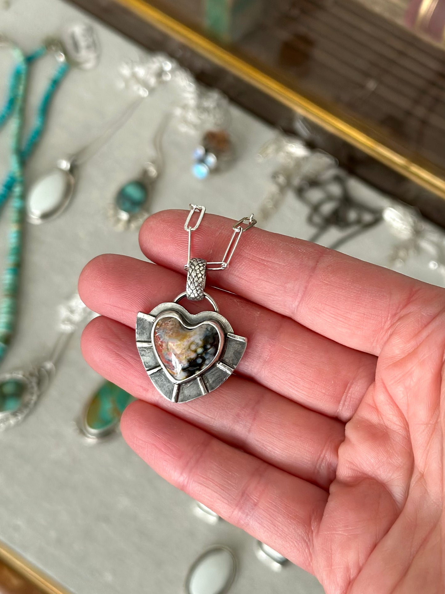 Ocean Jasper Radiant Heart Necklace